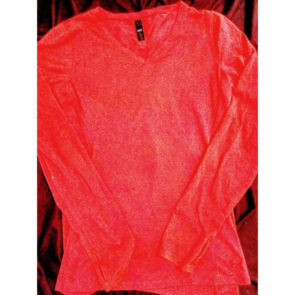 Under Armour Women's ColdGear Orange Fitted V Neck Baselayer Top, Large